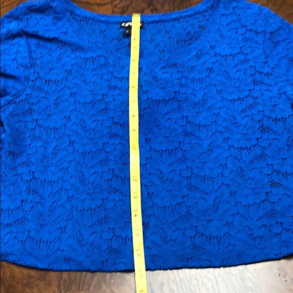 Express Embroidered Lace Crop Top Brilliant Blue M - Picture 7 of 8